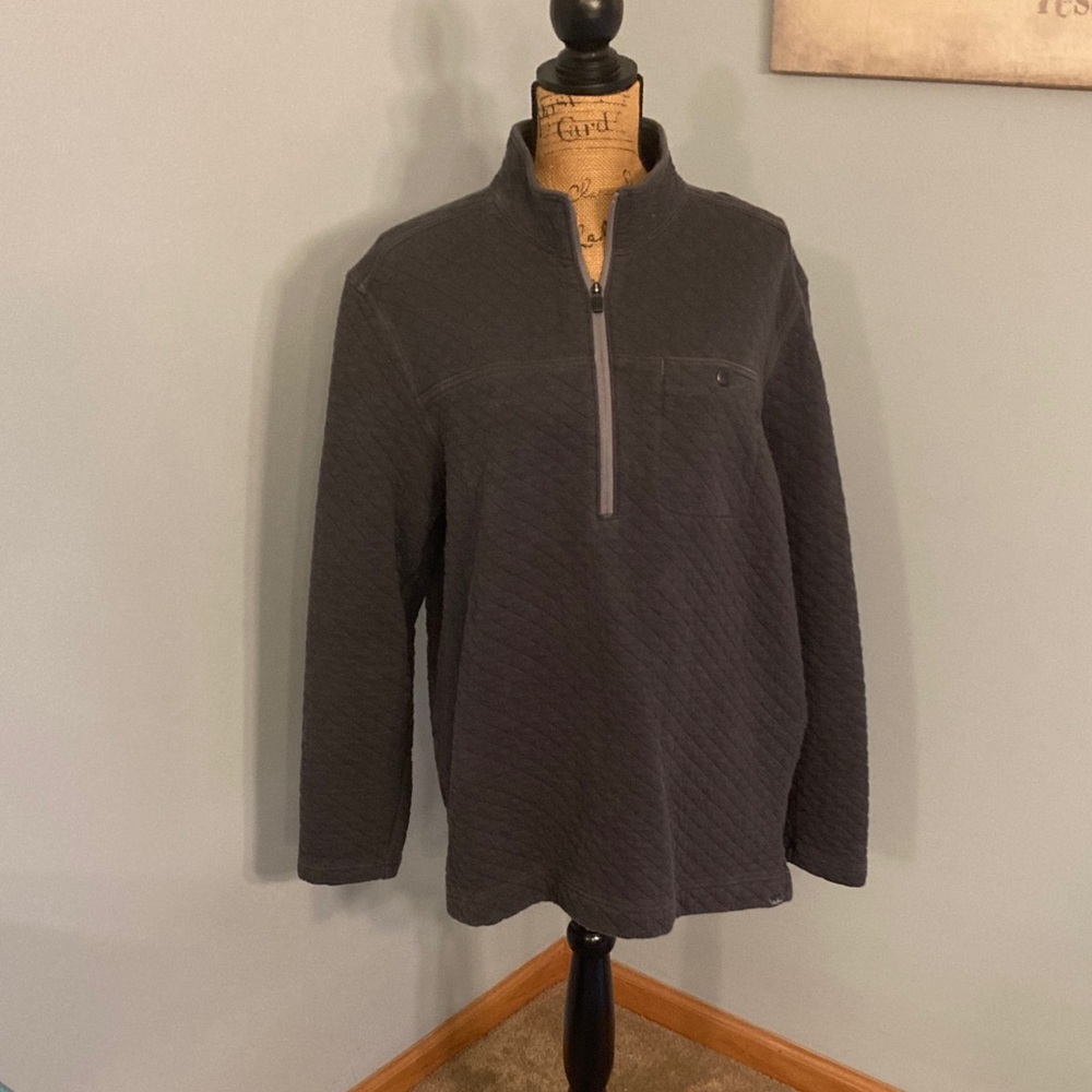 Eddie Bauer Men's Dark Gray Quilted 1/4 Zip Pullover Men Size Large